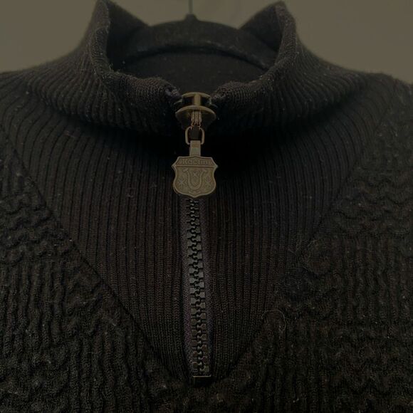 Kaelin Vintage Size Large Skiwear Black Drop Shoulder Sweater 1/4 Zip 80s 90s - Picture 4 of 9